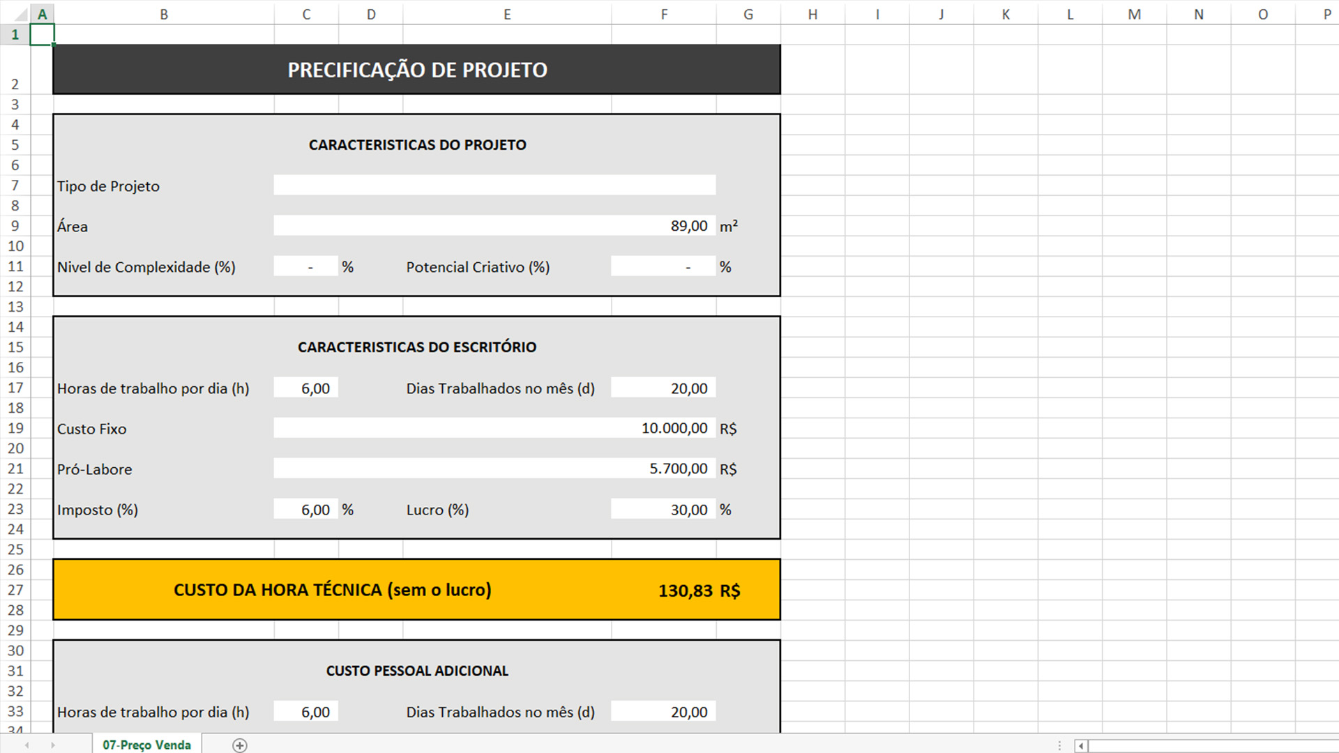 Calculadora de precificação